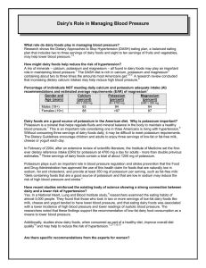 Dairy`s Role in Managing Blood Pressure