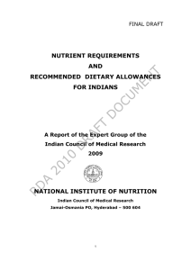 Nutrient Requirements And Recommended dietary Allowances For