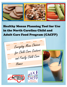 Healthy Menus Planning Tool for Use in the North Carolina Child