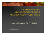 mechanisms and management of food allergy and intolerance