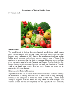 Importance of Sattvic Diet for Yoga By Vaishali Shah Introduction