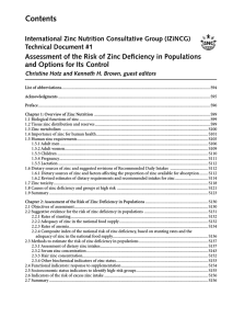 Contents Assessment of the Risk of Zinc Deficiency in Populations