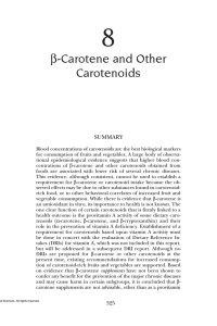 8 β-Carotene and Other Carotenoids SUMMARY