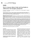 PAPER How to measure dietary intake and food habits in