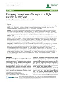Changing perceptions of hunger on a high nutrient density diet