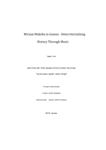 Miriam Makeba in Guinea -‐ Deterritorializing History Through Music