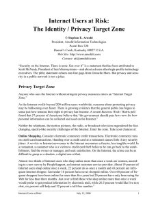 Internet Users at Risk: The Identity / Privacy Target Zone
