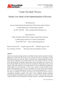 “Under The Hand” Divorce Islamic Law Study of the Implementation