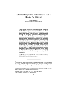 A Global Perspective on the Field of Men`s Health: An Editorial