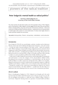 Peter Sedgwick: mental health as radical politics