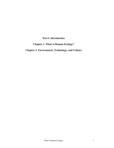 Part I. Introduction Chapter 1. What is Human Ecology? Chapter 2