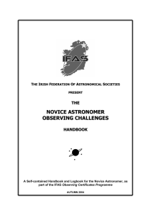 IFAS Novice Handbook - Indiana Astronomical Society
