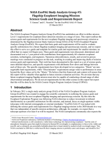 Flagship imaging SAG report