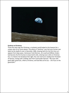 Earthrise at Christmas Thirty-five years ago this Christmas, a