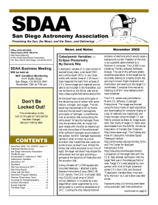 San Diego Astronomy Association CONTENTS