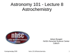 Astronomy 101-lecture 8 Astrochemistry
