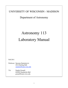 Astronomy 113 Laboratory Manual - UW