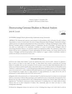 MTO 0.11: Covach, Destructuring Cartesian Dualism