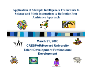 Application of Multiple Intelligences Framework - CETLA