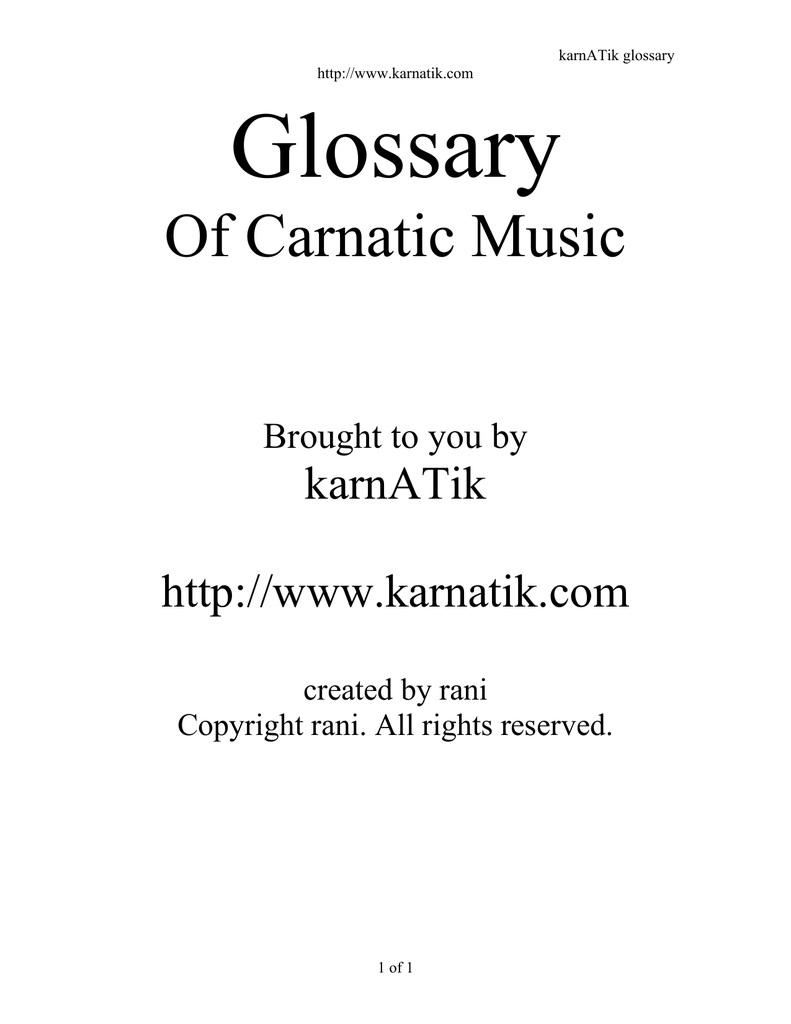 Karnatik Glossary
