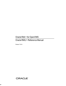 Oracle Rdb™ for OpenVMS Oracle RMU™ Reference Manual