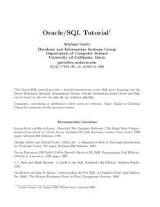 Oracle/SQL Tutorial - Department of Math/CS