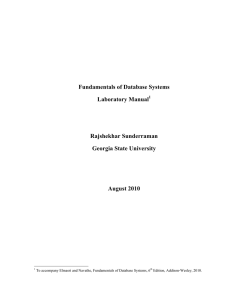 Fundamentals of Database Systems Laboratory Manual