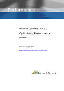 Microsoft Dynamics CRM 3.0 Optimize Performance