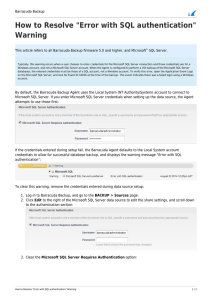 How to Resolve "Error with SQL authentication" Warning