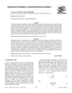 Dynamical variables in brachistochrone problem