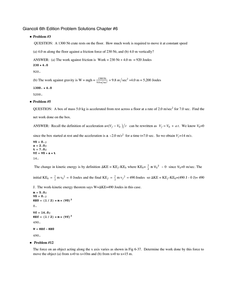 Giancoli 6th Edition Problem Solutions Chapter 6 Giancoli 6th Edition Problem Solutions Chapter 6