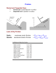 Friction Static: maximum static friction = Fstatic = µstatic Fnormal