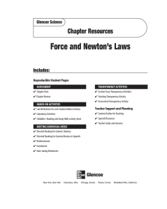 Chapter 19 Resource: Force and Newton`s Laws