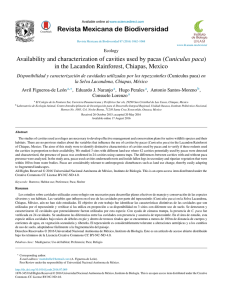 Availability and characterization of cavities used by pacas