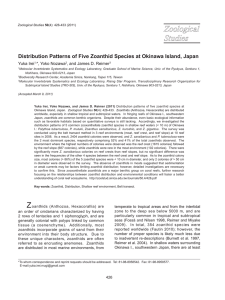 Distribution patterns of five zoanthid species in Okinawa Island, Japan