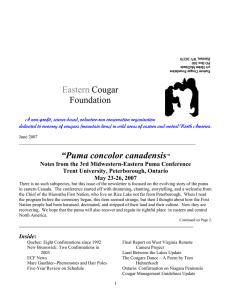 Eastern Cougar Foundation “Puma concolor canadensis”