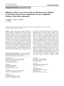 Influence of driver ant swarm raids on earthworm prey densities in