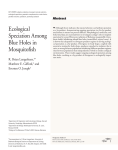 Ecological Speciation Among Blue Holes in Mosquitofish