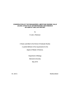 effects of anthropogenic disturbance on habitat and life history