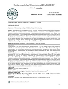 Medicinal Importance of Colchicum Candidum– A Review