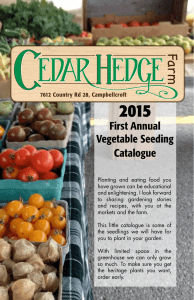 First Annual Vegetable Seeding Catalogue