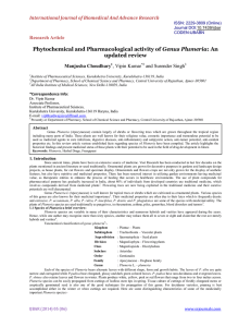 Phytochemical and Pharmacological activity of Genus Plumeria: An
