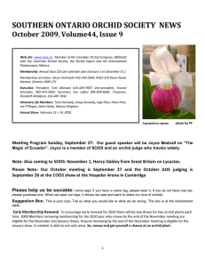 SOUTHERN ONTARIO ORCHID SOCIETY NEWS October 2009