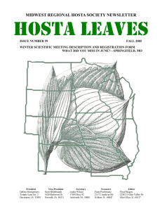 MIDWEST REGIONAL HOSTA SOCIETY NEWSLETTER