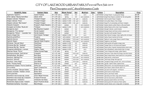 CITY OF LAKEWOOD URBAN PARKS Perennial Plant Sale 2014