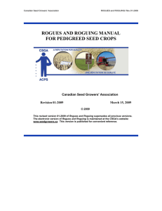 Rogues and Roguing Manual - Canadian Seed Growers` Association