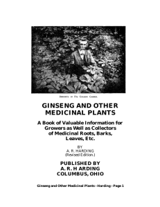 GINSENG AND OTHER MEDICINAL PLANTS