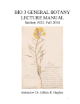 BIO 3 GENERAL BOTANY LECTURE MANUAL Section 1021, Fall 2014