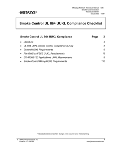 Smoke Control UL 864 UUKL Compliance Checklist Technical Bulletin