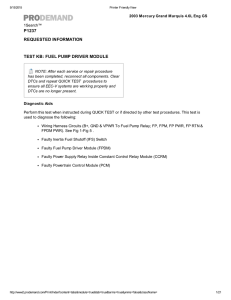 P1237 REQUESTED INFORMATION TEST KB: FUEL PUMP DRIVER MODULE